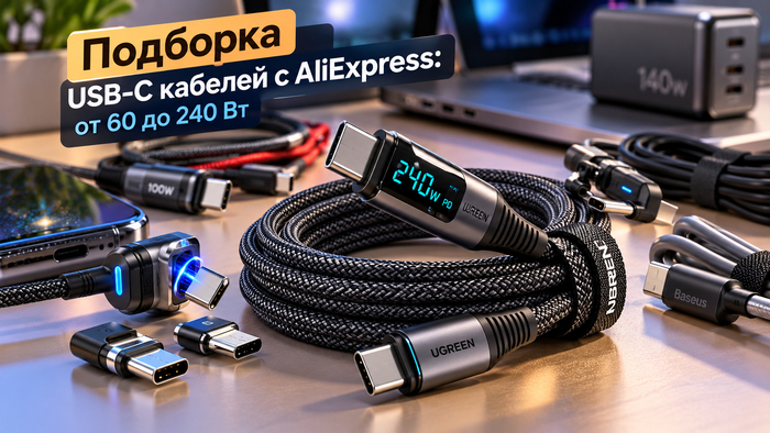 Подборка USB-C кабелей с AliExpress: 10 вариантов от 60 до 240 Вт