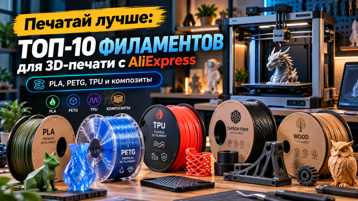 Пополняем запасы: ТОП-10 филаментов для 3D-печати с AliExpress - PLA, PETG, TPU и композиты